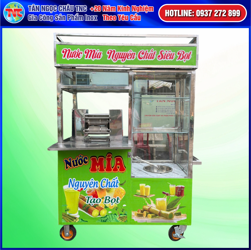 Xe Nước Mía Truyền Thống đời mới 2 lô kim cương tạo bọt 1m2 mẫu đặc biệt sản xuất tận xưởng theo yêu cầu giá tốt tại TÂN NGỌC CHÂU